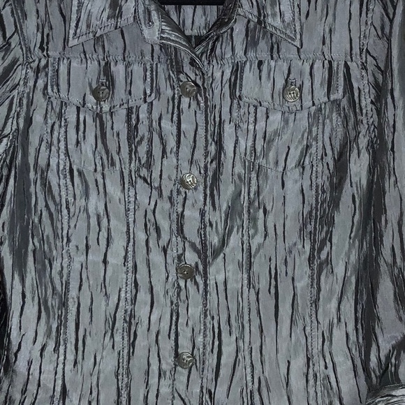 Ruby Rd. - Grey & Black Lightweight Button Down Jacket - Picture 7 of 10